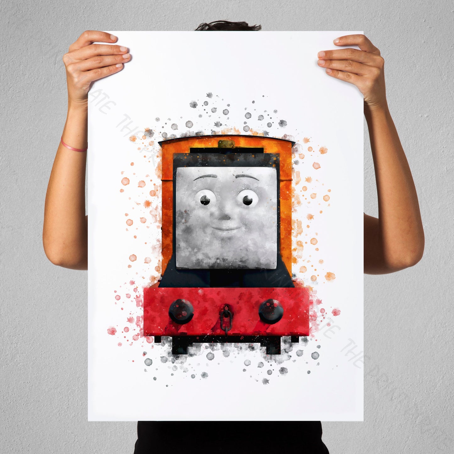 Thomas and Friends 'RUSTY' Watercolour Splash Wall Art Print