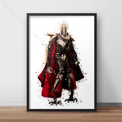 Star Wars 'GENERAL GRIEVOUS' Watercolour Splash Wall Art Print