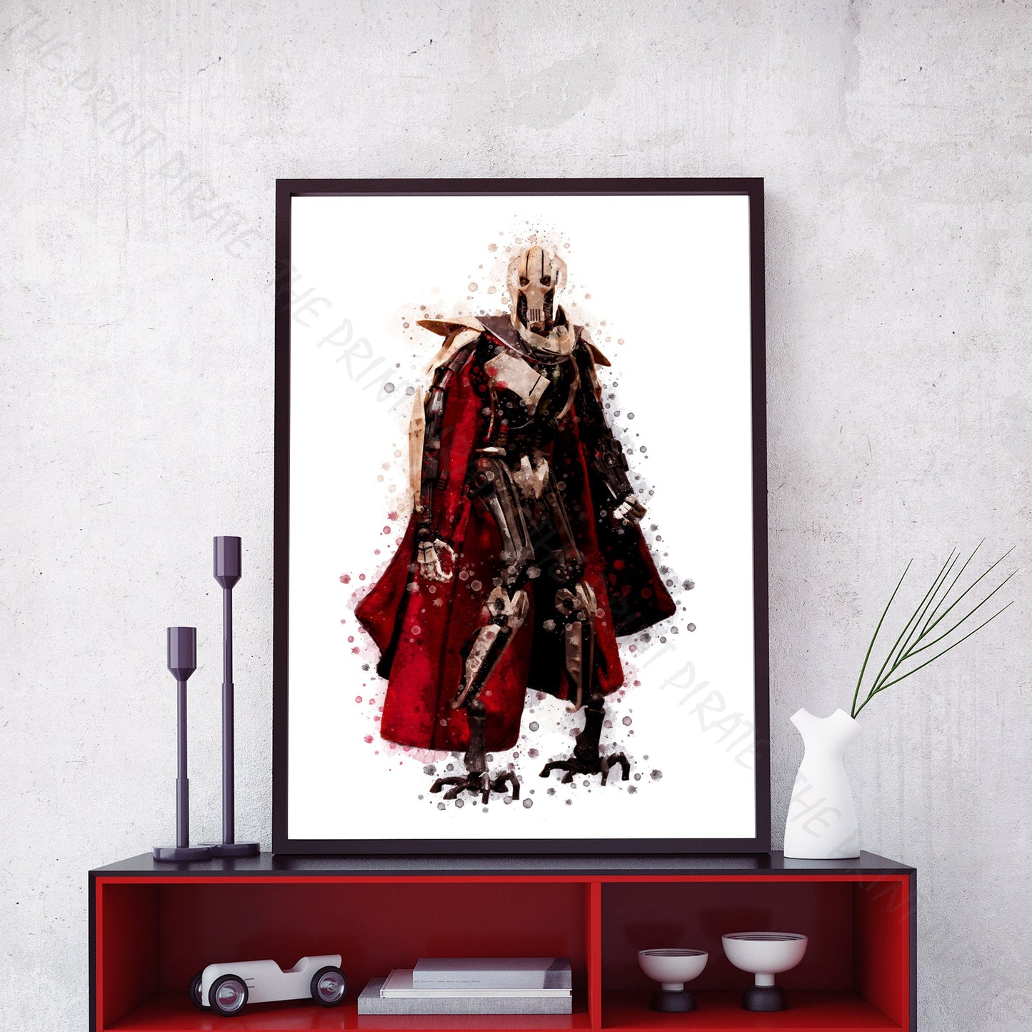 Star Wars 'GENERAL GRIEVOUS' Watercolour Splash Wall Art Print