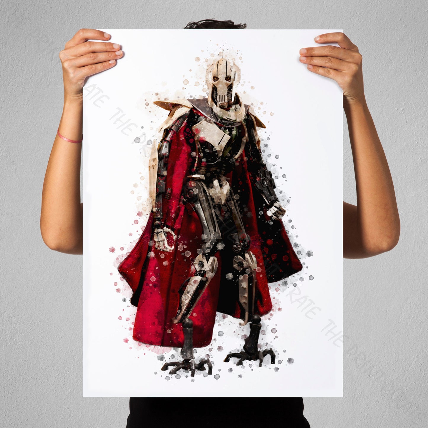 Star Wars 'GENERAL GRIEVOUS' Watercolour Splash Wall Art Print