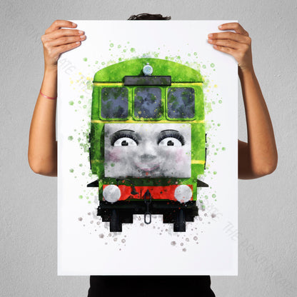 Thomas and Friends 'DAISY' Watercolour Splash Wall Art Print