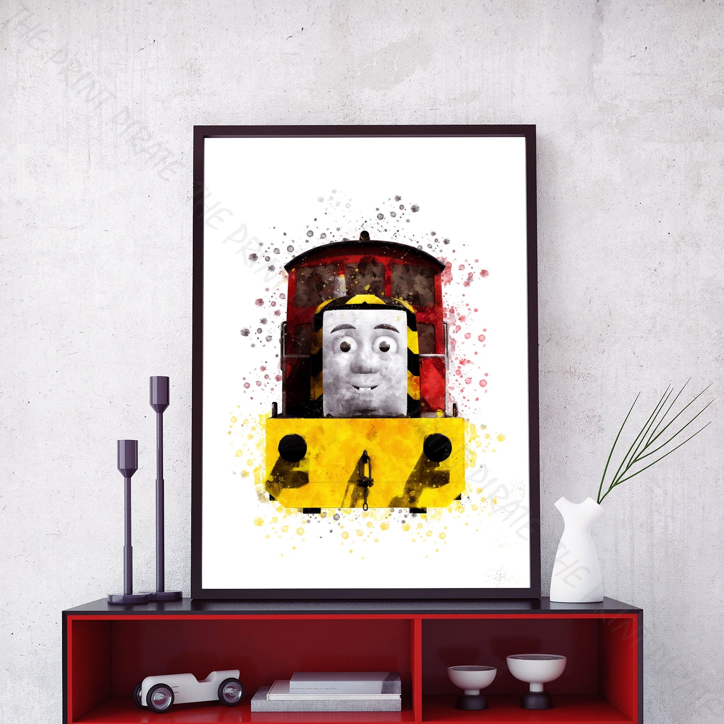 Thomas and Friends 'SALTY' Watercolour Splash Wall Art Print