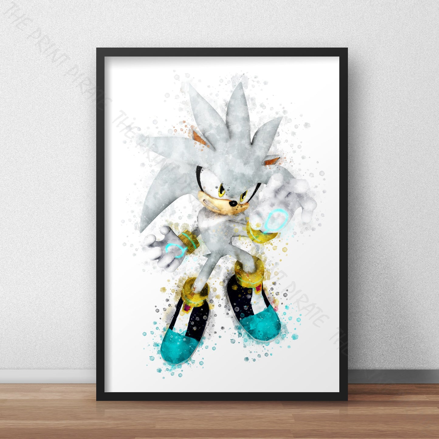 Gaming 'SILVER SONIC' Sonic Hedgehog Watercolour Splash Wall Art Print