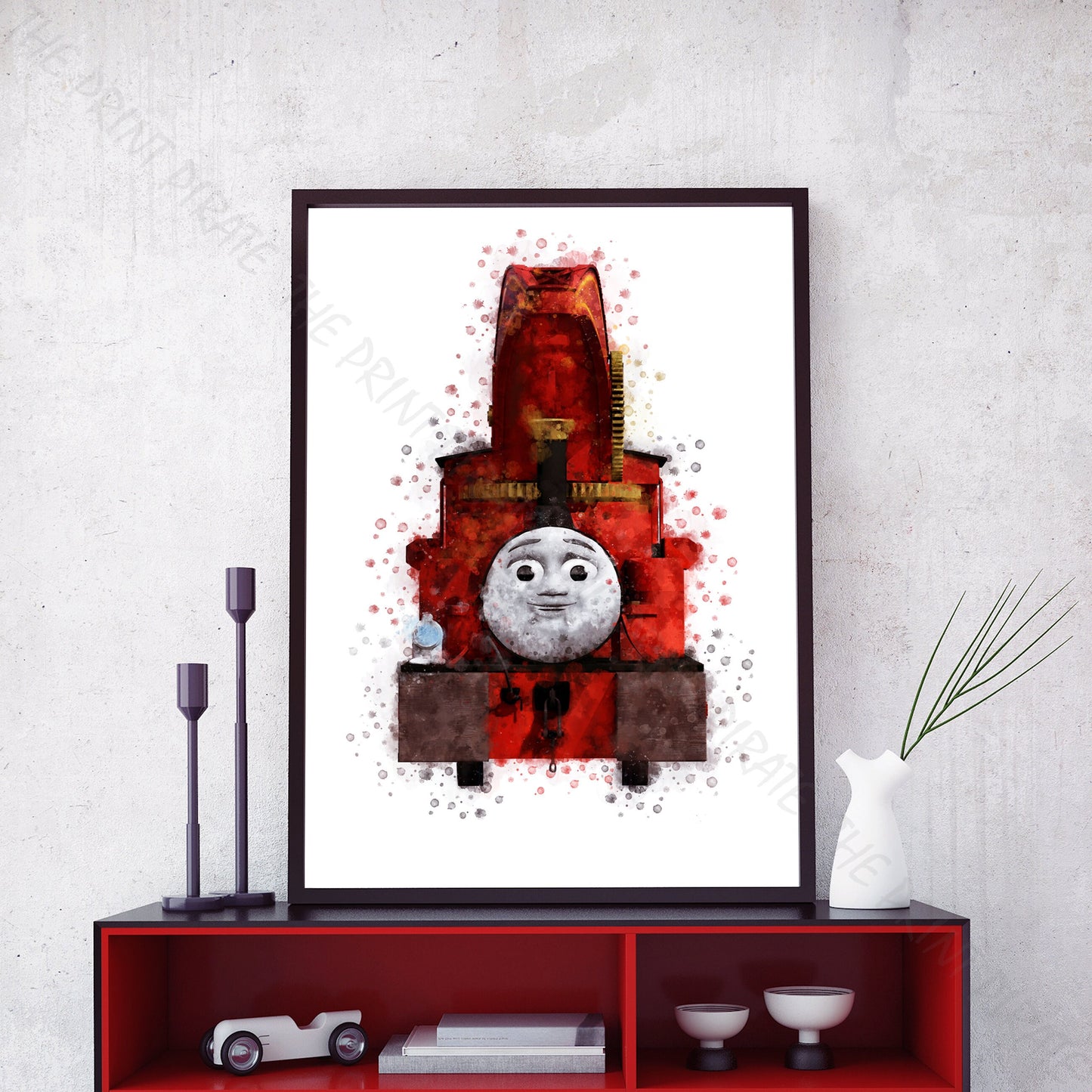 Thomas and Friends 'HARVEY' Watercolour Splash Wall Art Print