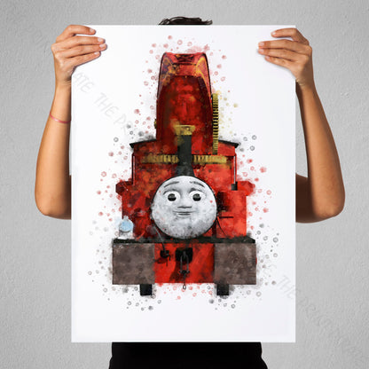 Thomas and Friends 'HARVEY' Watercolour Splash Wall Art Print