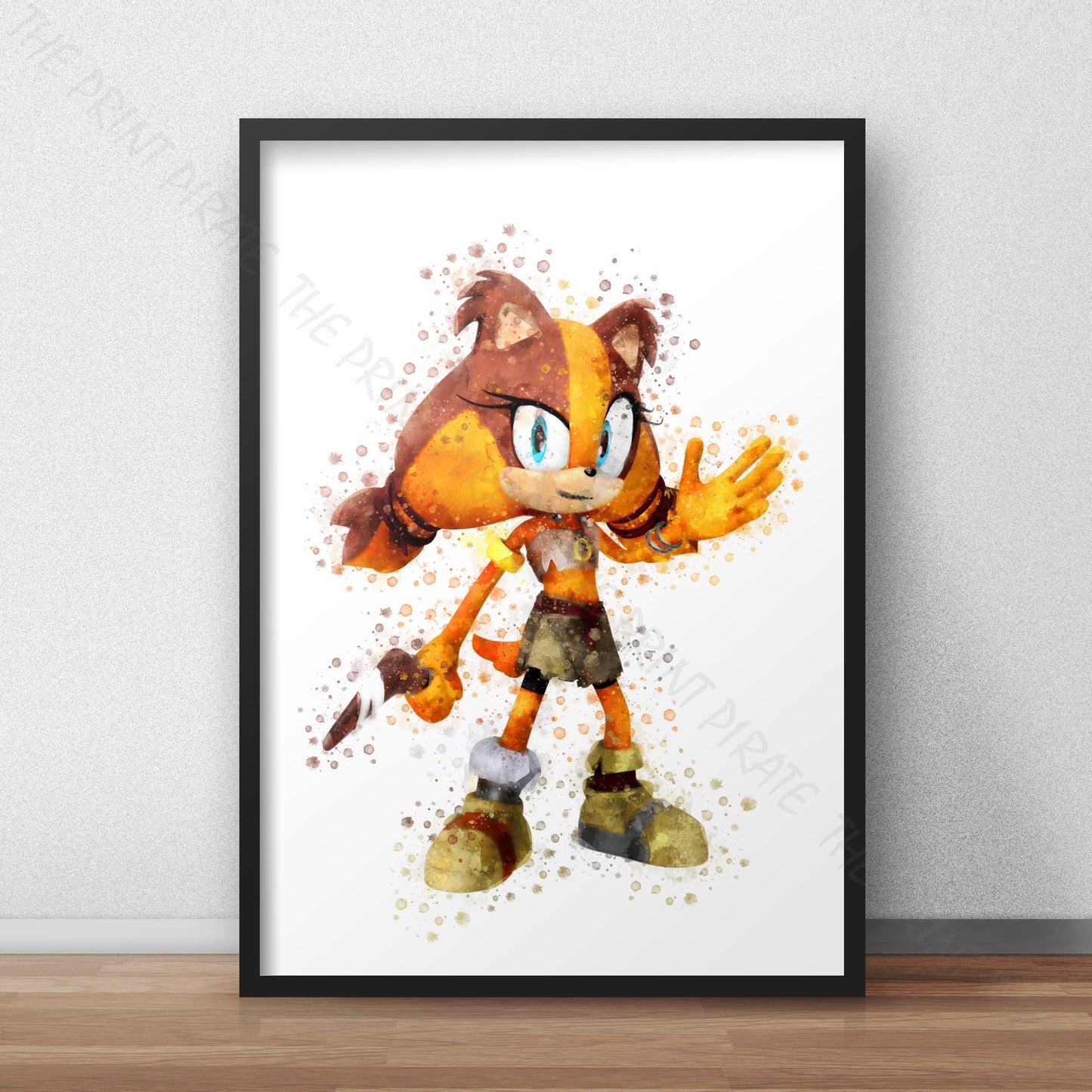 Gaming 'STICKS THE BADGER' Sonic Watercolour Splash Wall Art Print