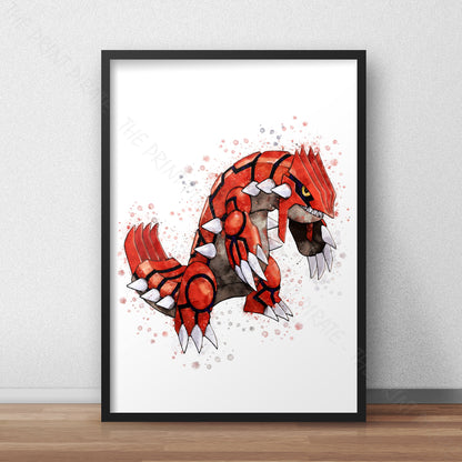 Pokemon 'GROUDON' Watercolour Splash Wall Art Print