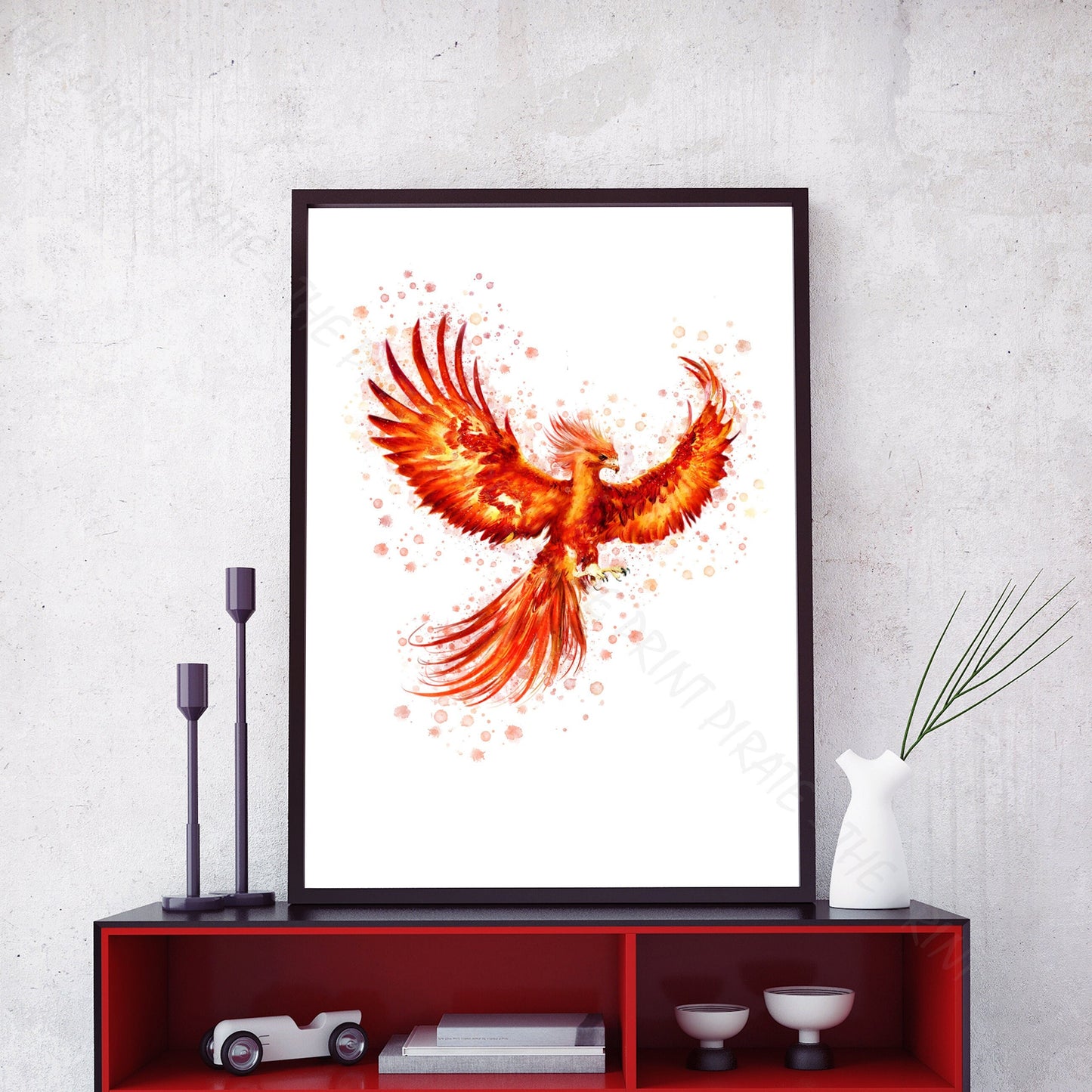 Wizarding World 'PHOENIX' FAWKES Hogwarts Harry Potter / Fantastic Beasts Watercolour Splash Wall Art Print