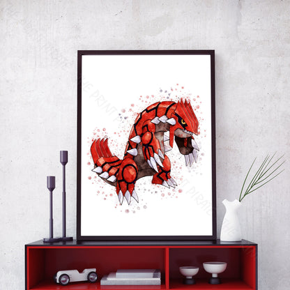 Pokemon 'GROUDON' Watercolour Splash Wall Art Print