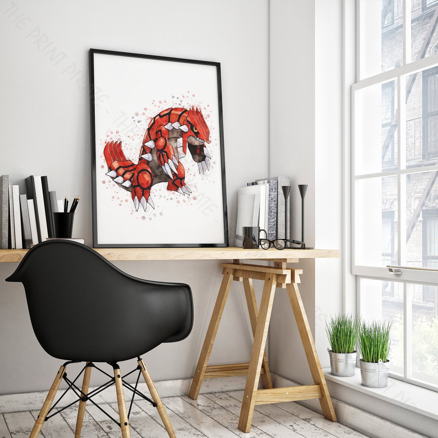 Pokemon 'GROUDON' Watercolour Splash Wall Art Print