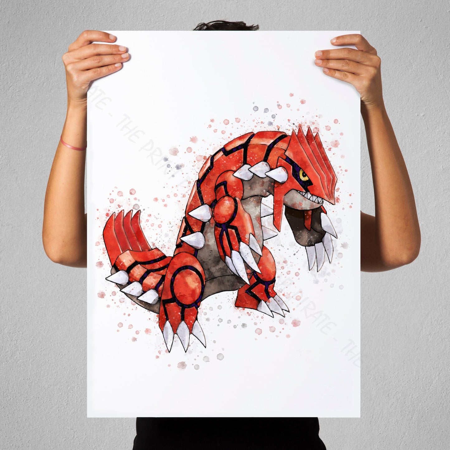 Pokemon 'GROUDON' Watercolour Splash Wall Art Print