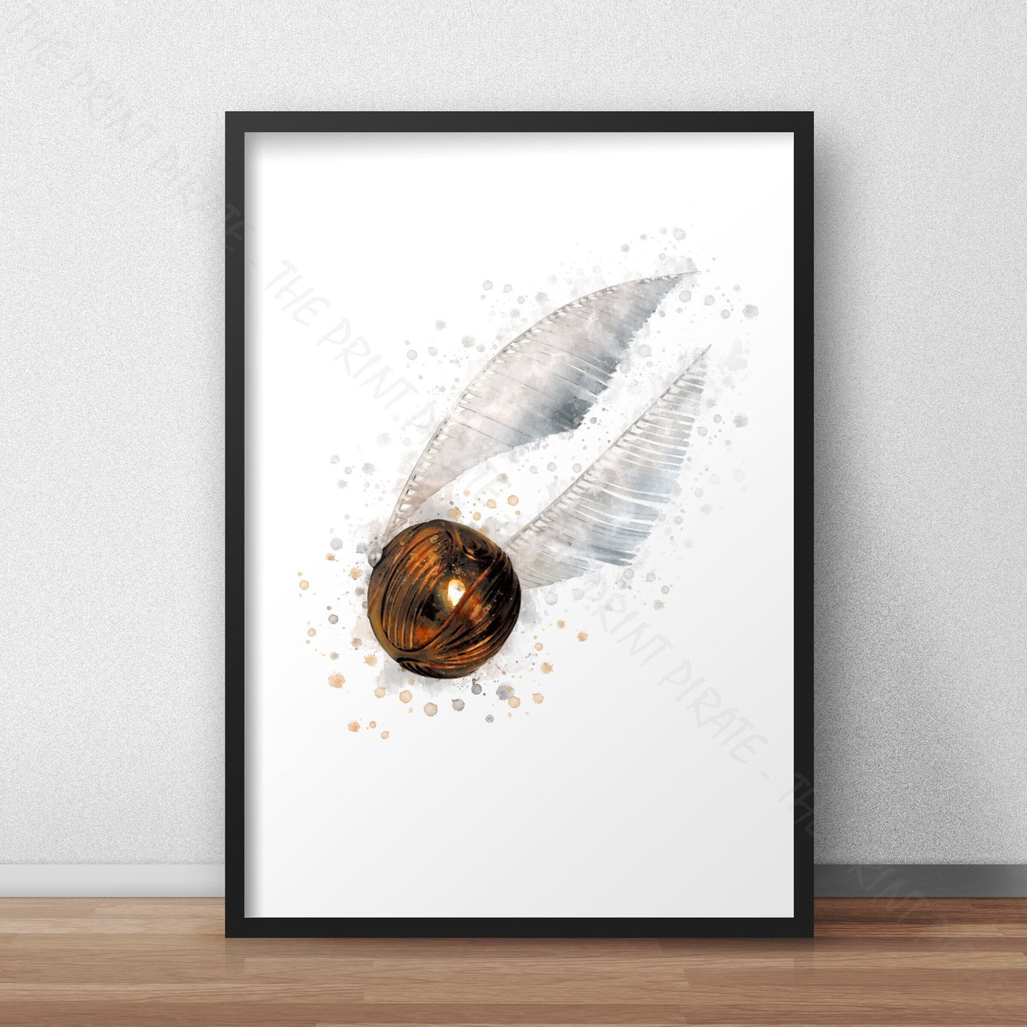 Wizarding World 'GOLDEN SNITCH' Hogwarts Harry Potter / Fantastic Beasts Watercolour Splash Wall Art Print