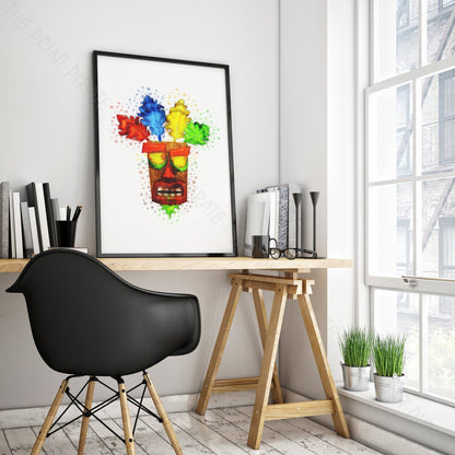 Gaming 'AKU AKU MASK' Crash Bandicoot Watercolour Splash Wall Art Print