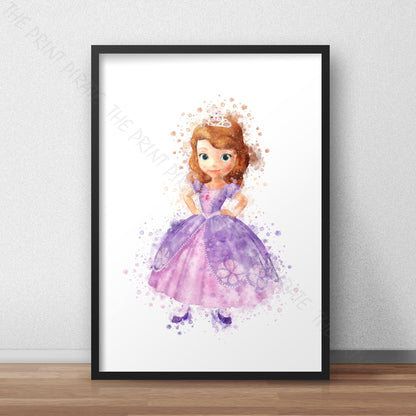 Disney 'SOFIA THE FIRST' Princess Watercolour Splash Wall Art Print