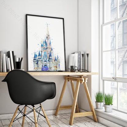 Disney 'MAGIC CASTLE' Watercolour Splash Wall Art Print