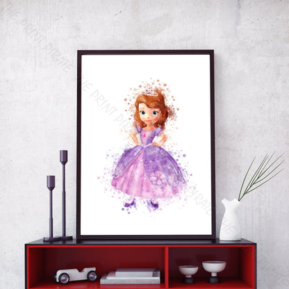 Disney 'SOFIA THE FIRST' Princess Watercolour Splash Wall Art Print