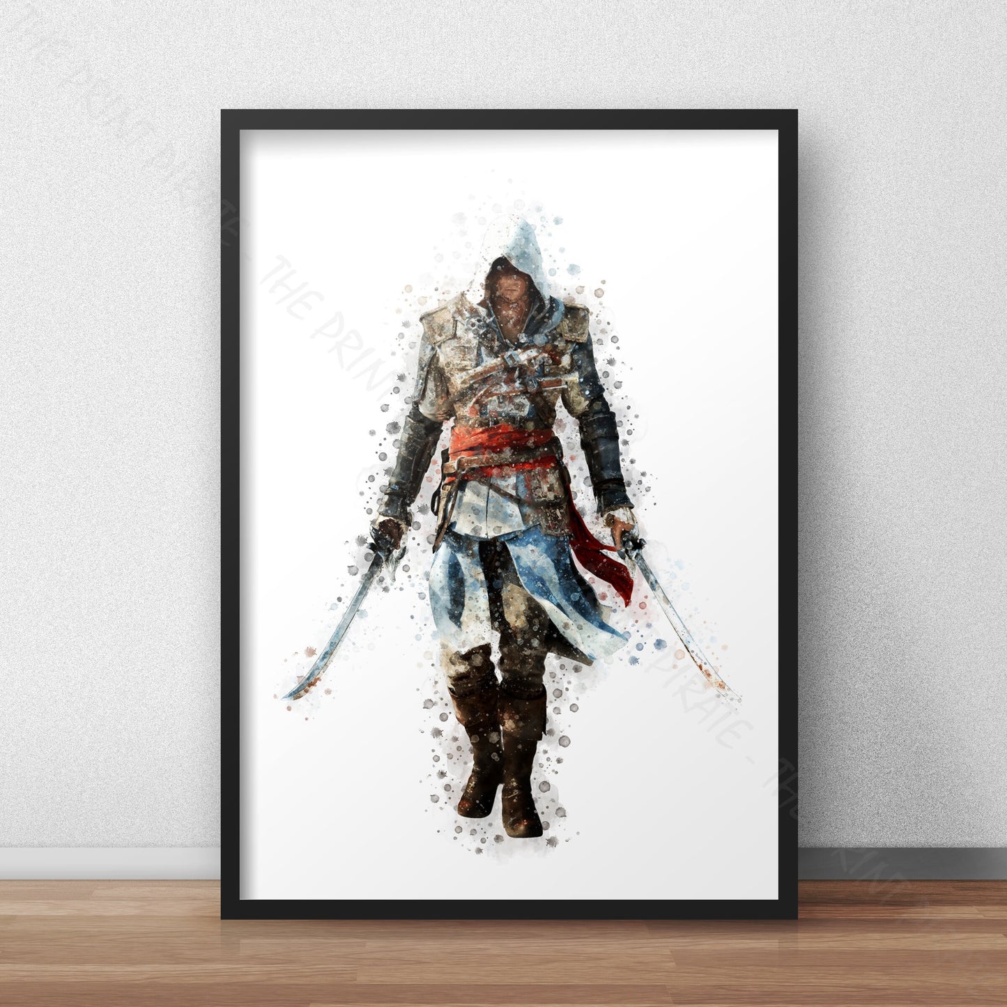 Gaming 'ASSASSIN'S CREED - EDWARD' Watercolour Splash Wall Art Print