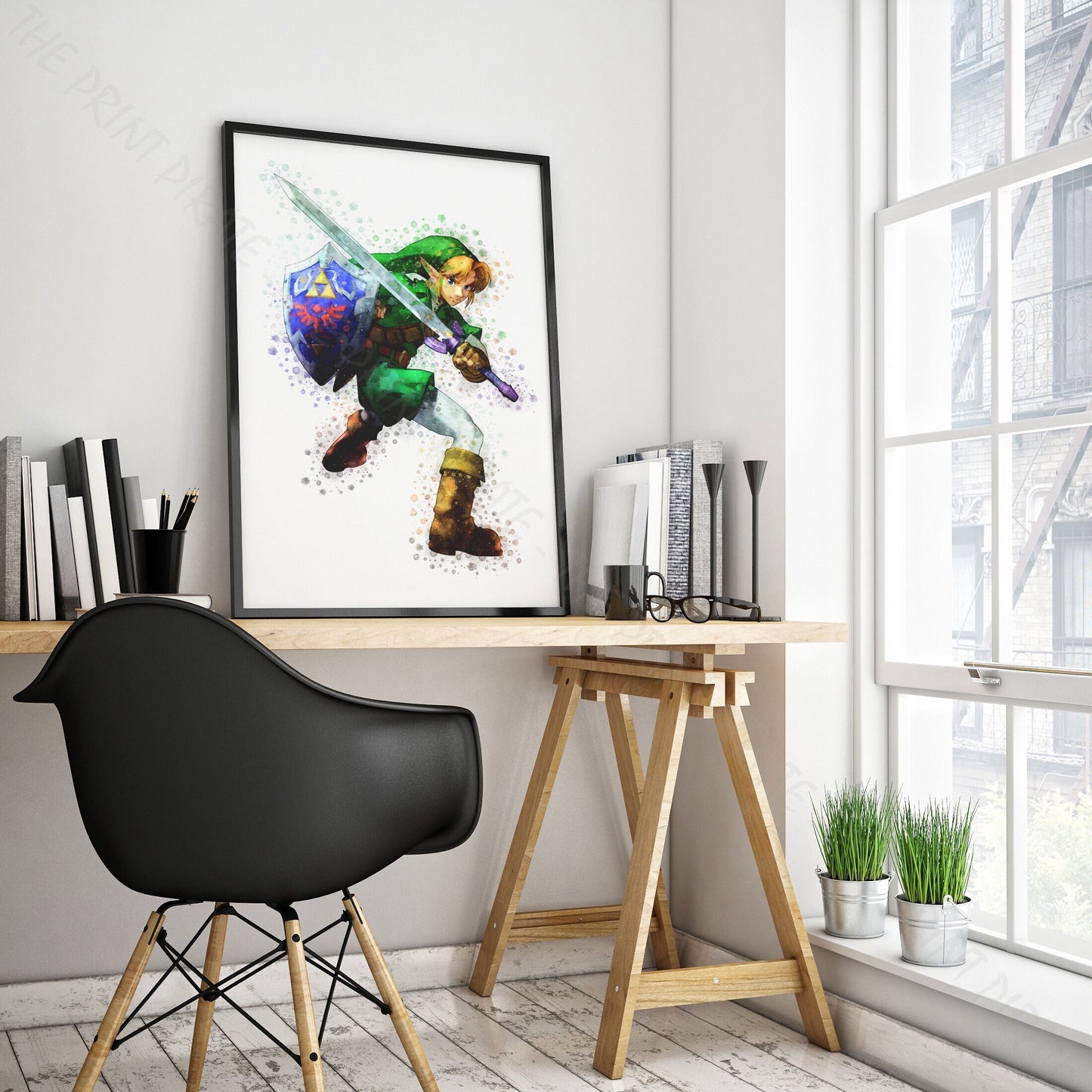 Gaming 'LINK - ZELDA' Legend of Zelda Watercolour Splash Wall Art Print