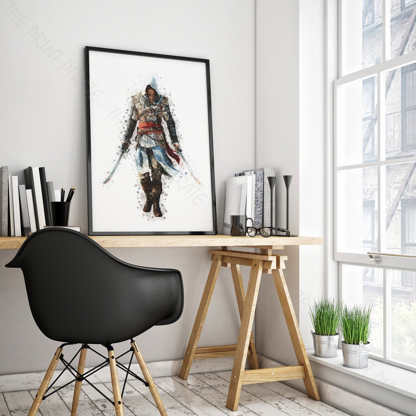 Gaming 'ASSASSIN'S CREED - EDWARD' Watercolour Splash Wall Art Print