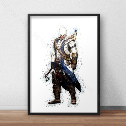 Gaming 'ASSASSIN'S CREED - CONNOR' Watercolour Splash Wall Art Print