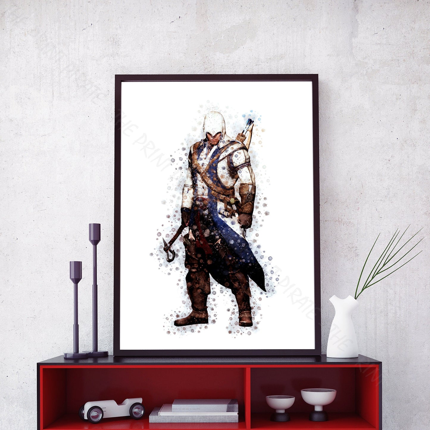 Gaming 'ASSASSIN'S CREED - CONNOR' Watercolour Splash Wall Art Print