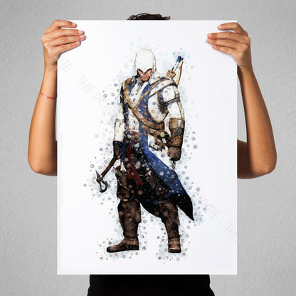 Gaming 'ASSASSIN'S CREED - CONNOR' Watercolour Splash Wall Art Print