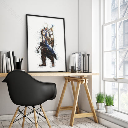 Gaming 'ASSASSIN'S CREED - CONNOR' Watercolour Splash Wall Art Print