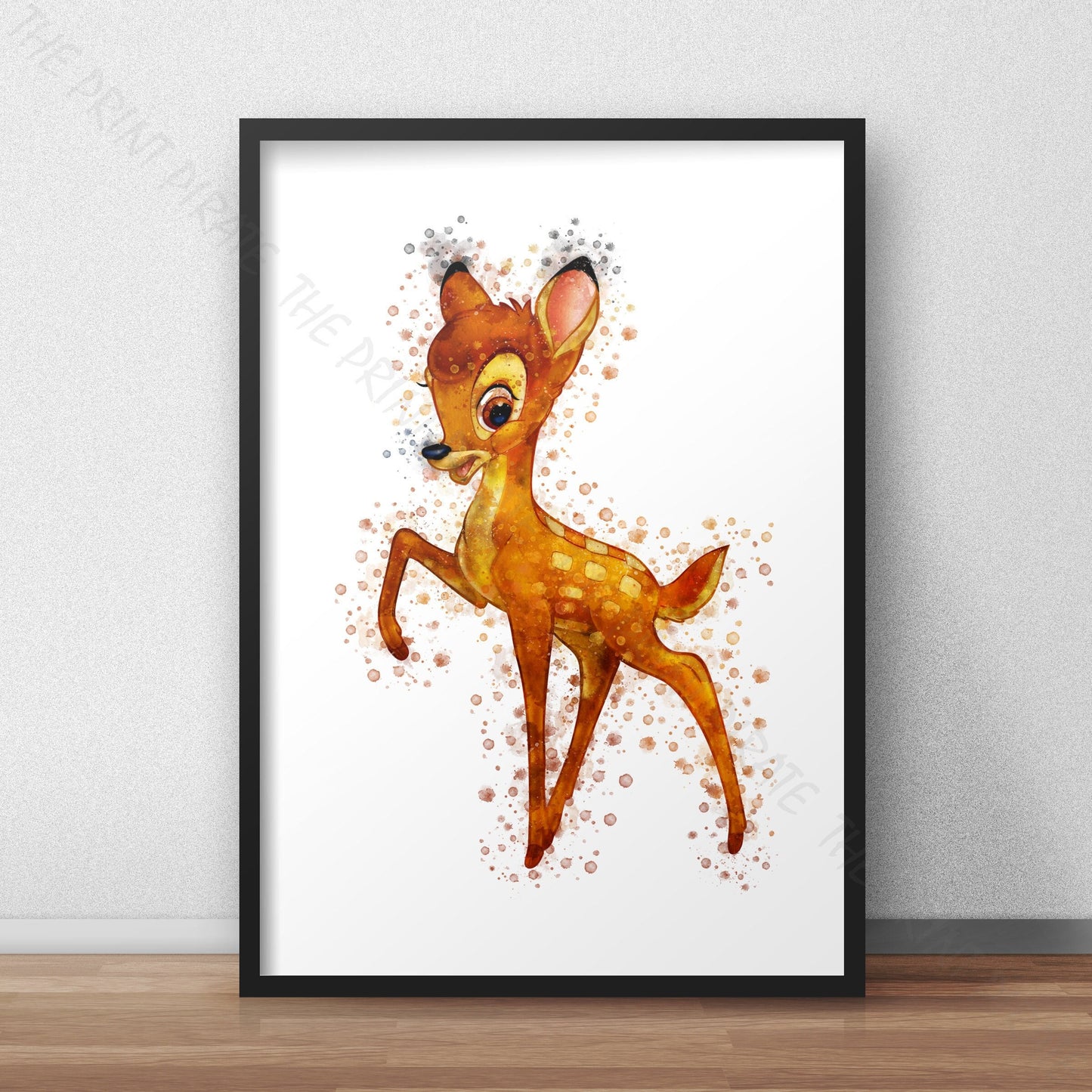 Disney 'BAMBI' Character Watercolour Splash Wall Art Print