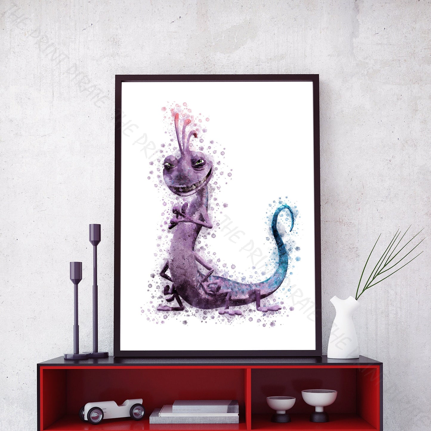 Disney Pixar 'RANDALL' Monsters INC Watercolour Splash Wall Art Print