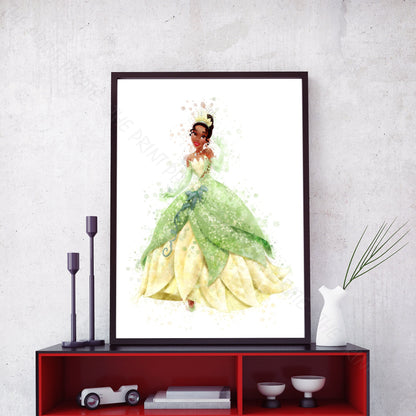 Disney 'TIANA' Princess Watercolour Splash Wall Art Print