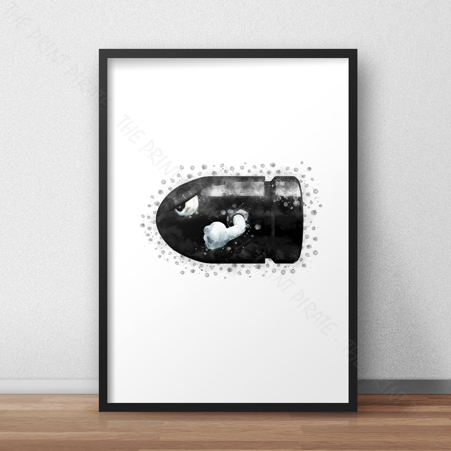 Gaming 'BULLET BILL' Mario Watercolour Splash Wall Art Print