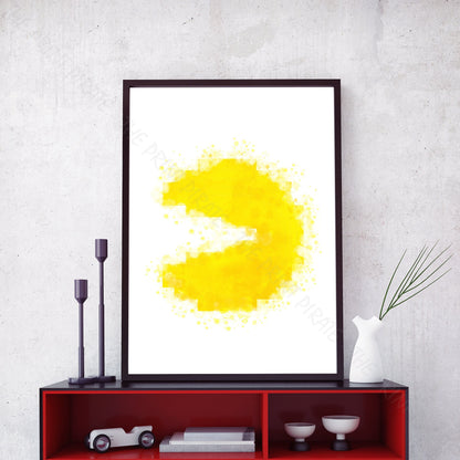 Gaming 'PACMAN' (Left) Watercolour Splash Wall Art Print