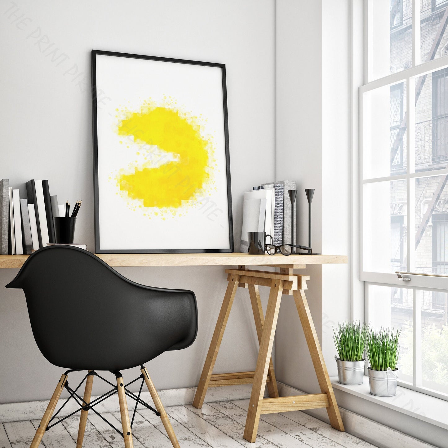 Gaming 'PACMAN' (Left) Watercolour Splash Wall Art Print