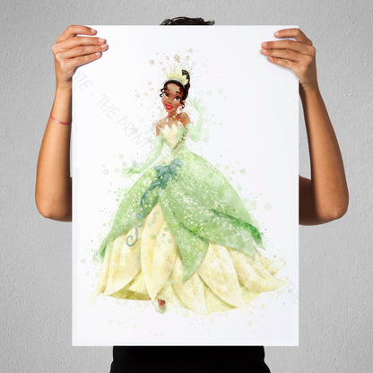 Disney 'TIANA' Princess Watercolour Splash Wall Art Print