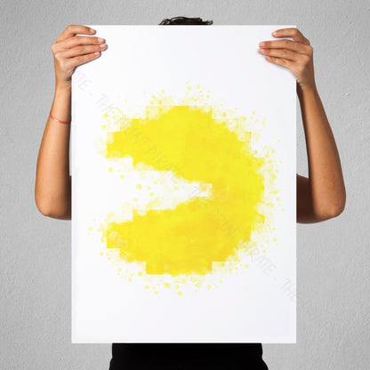 Gaming 'PACMAN' (Left) Watercolour Splash Wall Art Print