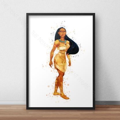 Disney 'POCAHONTAS' Princess Watercolour Splash Wall Art Print