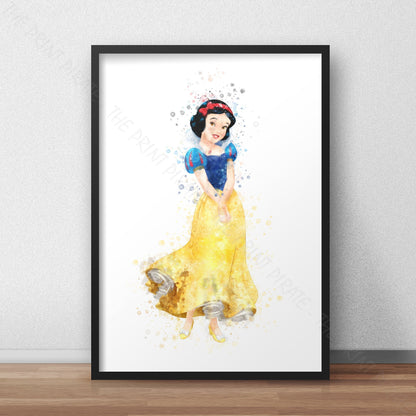 Disney 'SNOW WHITE' Princess Watercolour Splash Wall Art Print