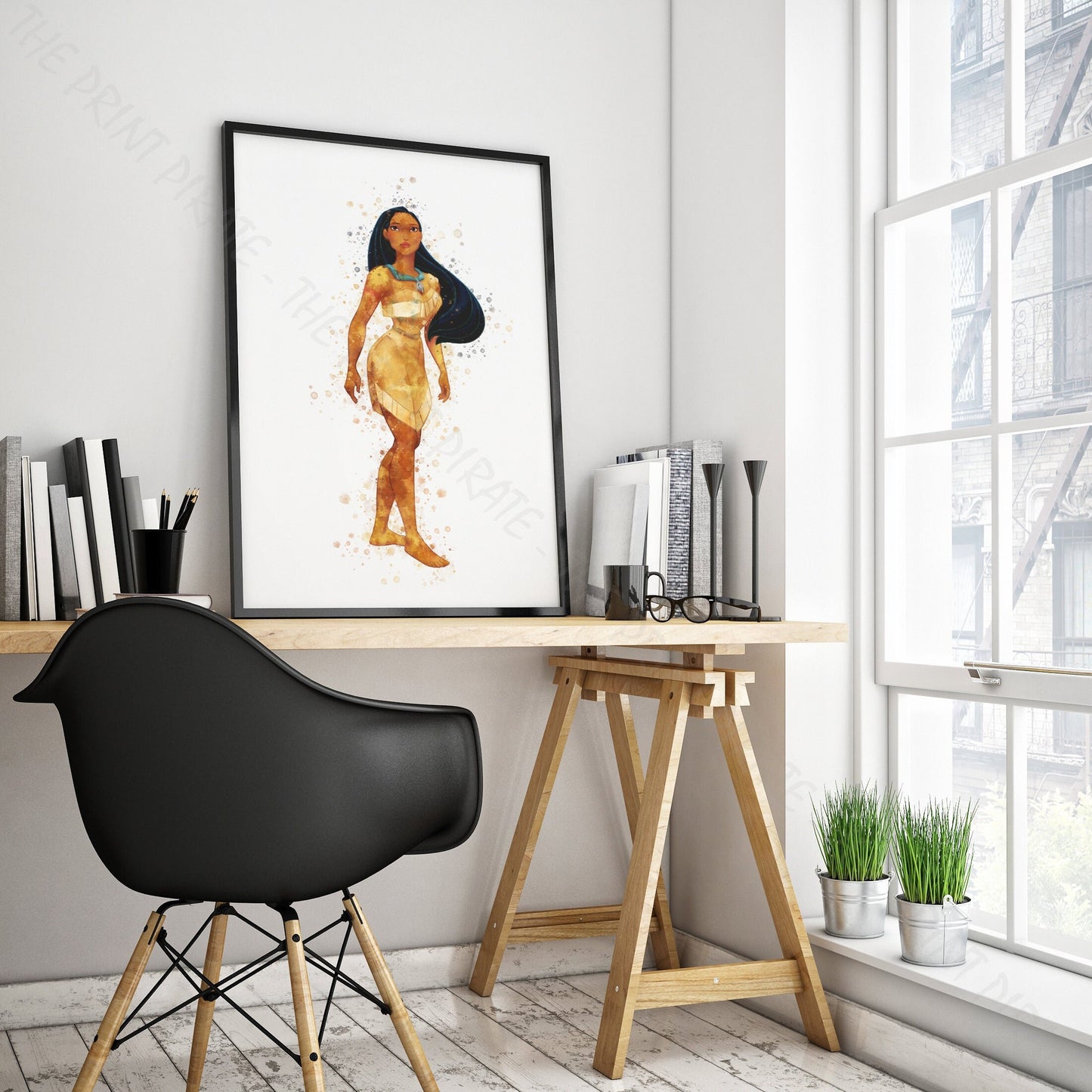 Disney 'POCAHONTAS' Princess Watercolour Splash Wall Art Print