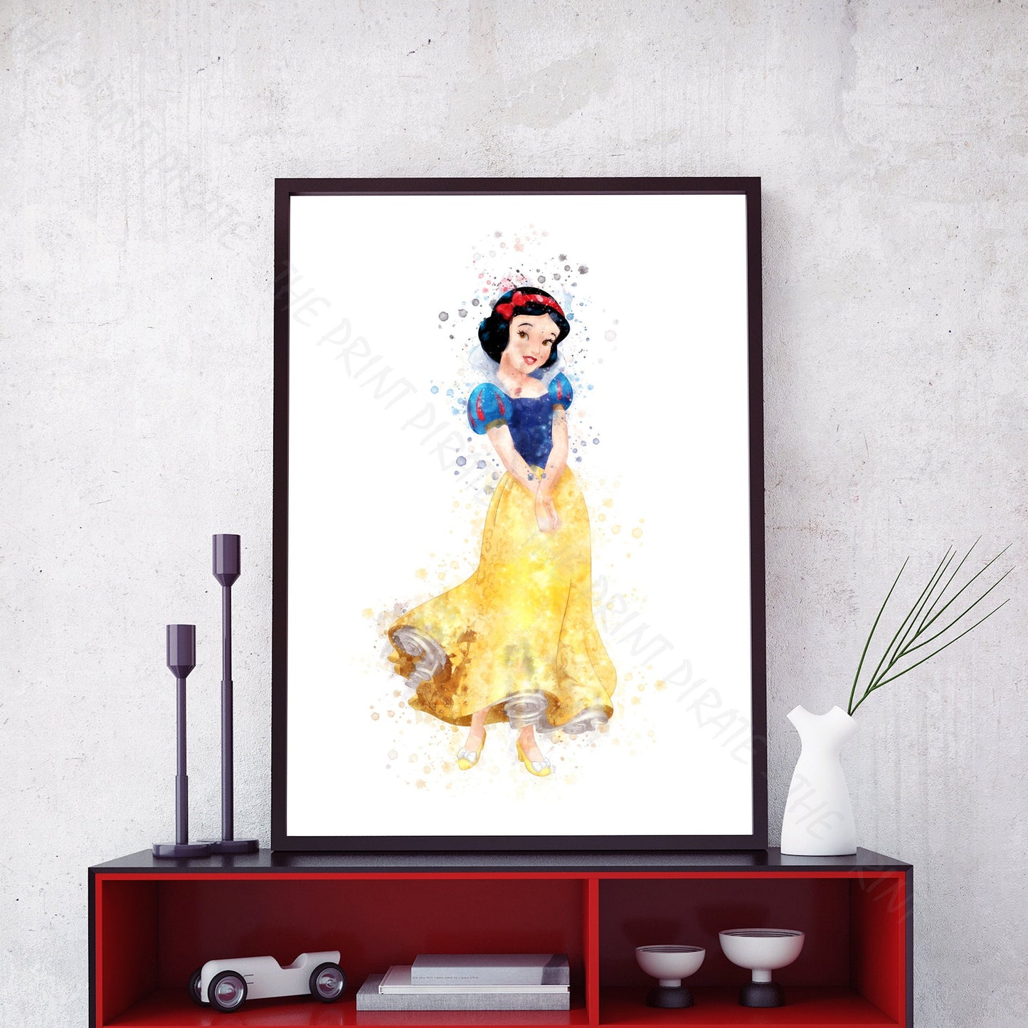 Disney 'SNOW WHITE' Princess Watercolour Splash Wall Art Print