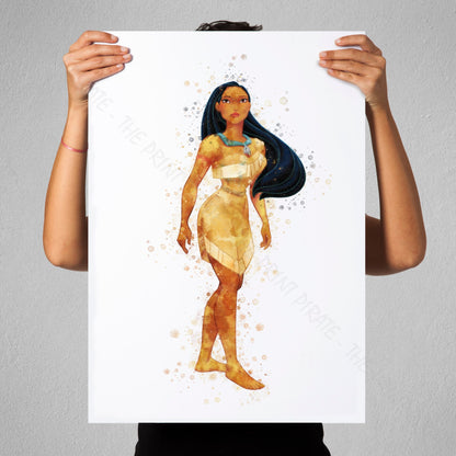 Disney 'POCAHONTAS' Princess Watercolour Splash Wall Art Print