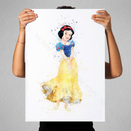 Disney 'SNOW WHITE' Princess Watercolour Splash Wall Art Print