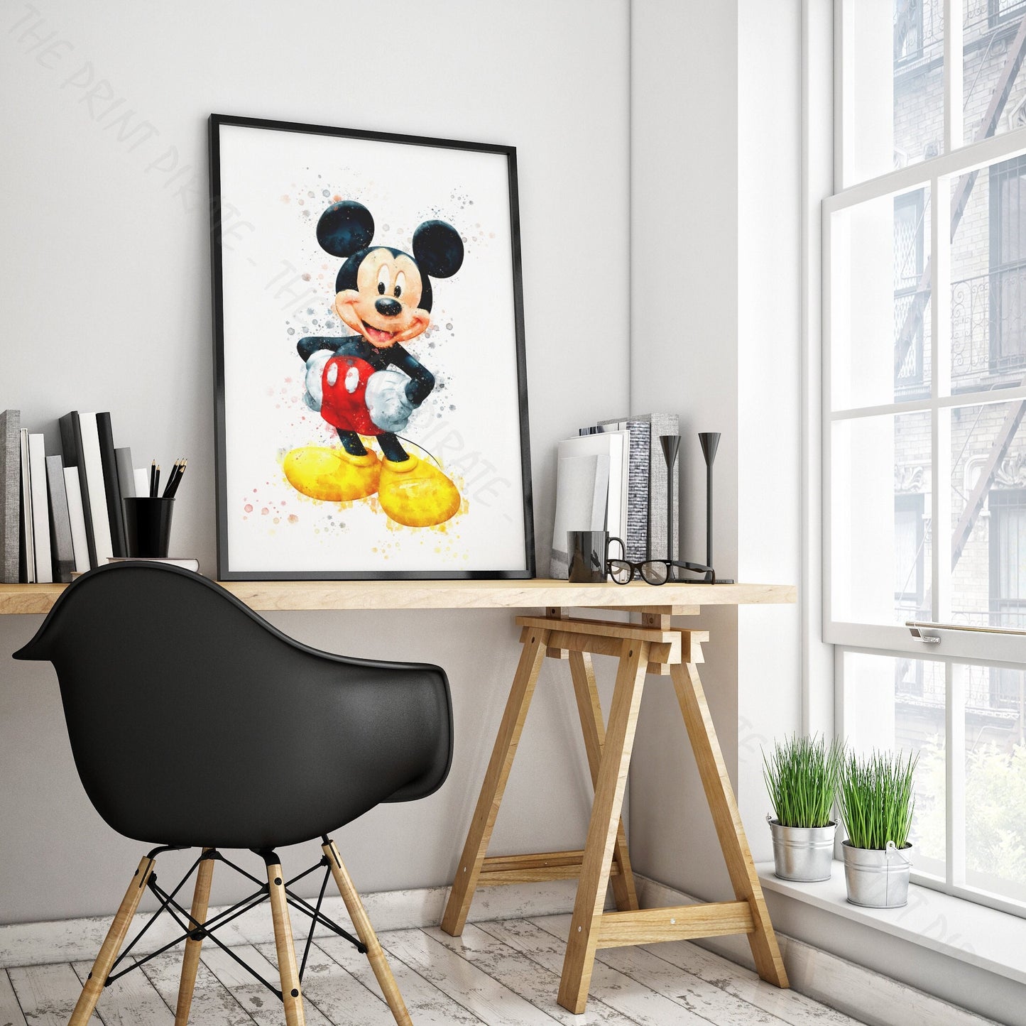 Disney 'MICKEY MOUSE' Character Watercolour Splash Wall Art Print