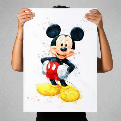 Disney 'MICKEY MOUSE' Character Watercolour Splash Wall Art Print