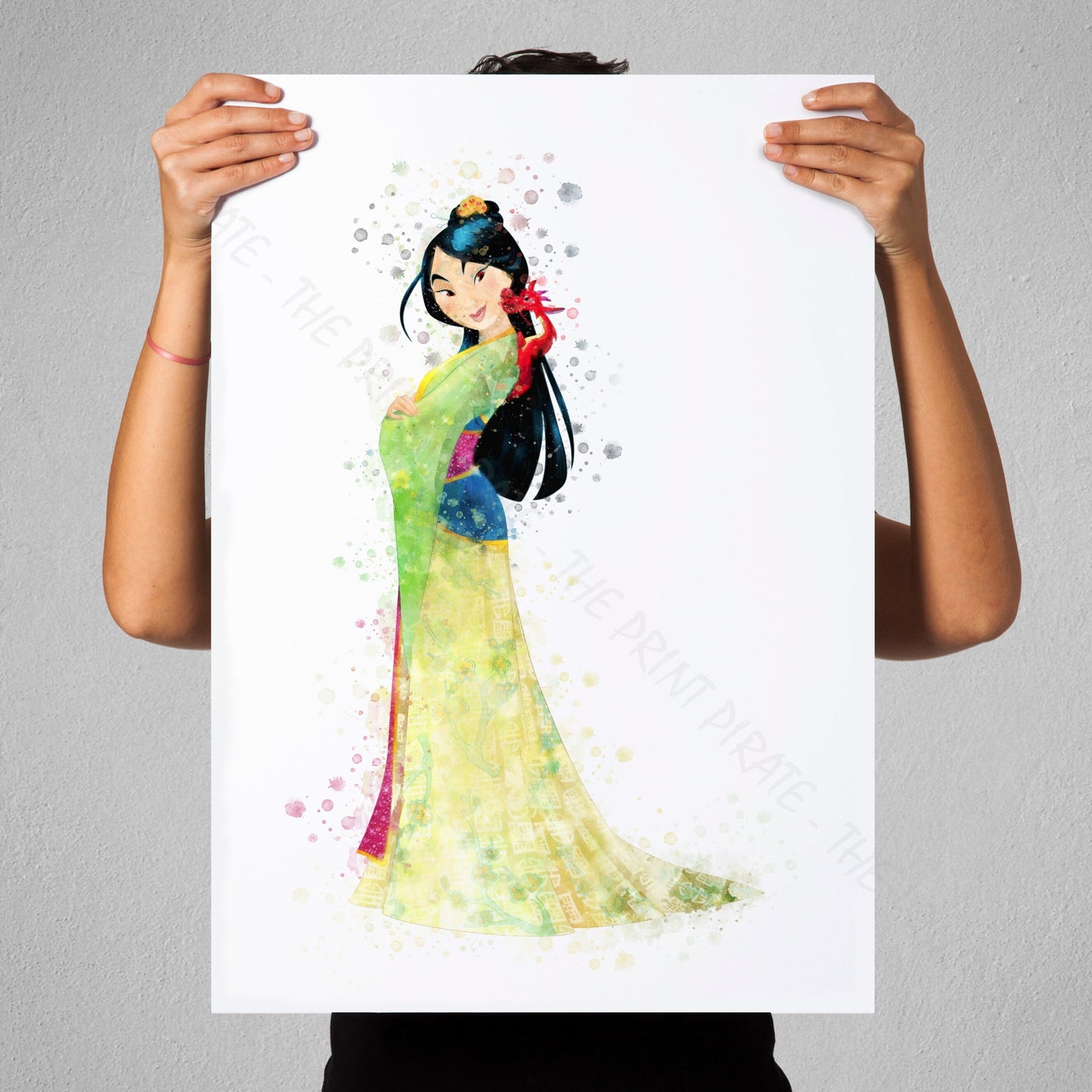 Disney 'MULAN' Princess Watercolour Splash Wall Art Print