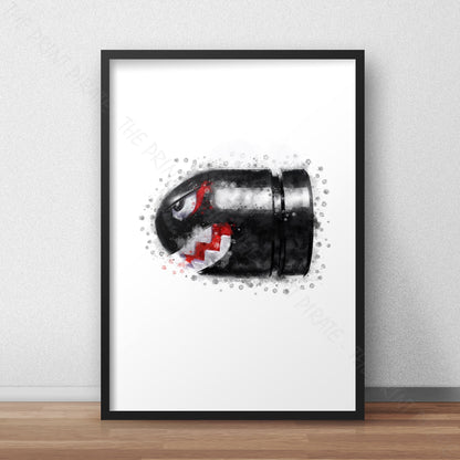 Gaming 'BANZAI BILL' Mario Watercolour Splash Wall Art Print