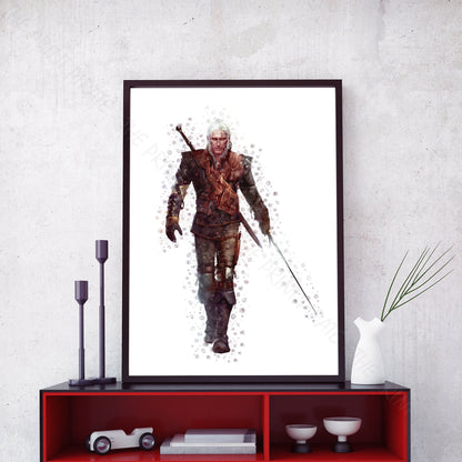 Gaming 'THE WITCHER - GERALT' Watercolour Splash Wall Art Print