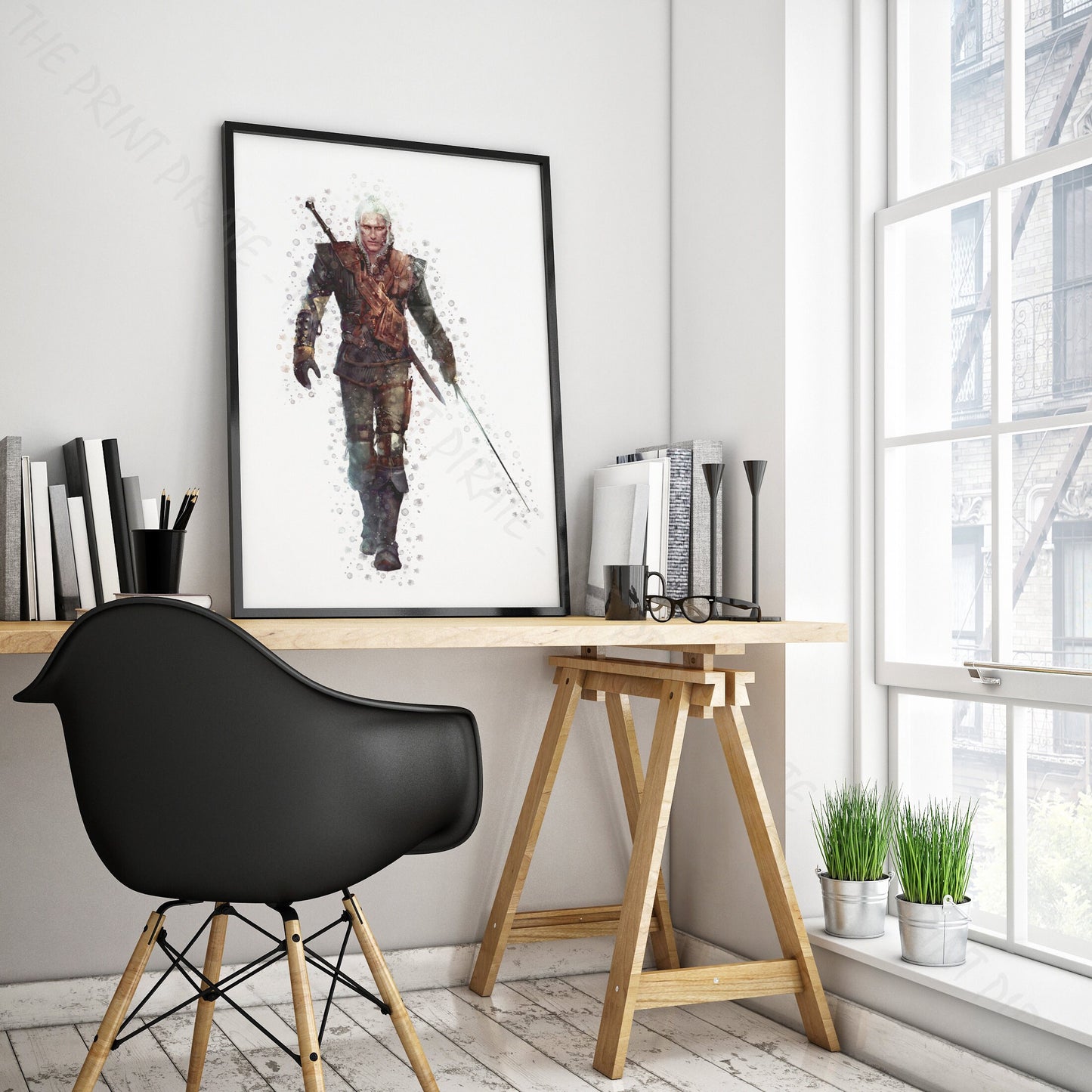 Gaming 'THE WITCHER - GERALT' Watercolour Splash Wall Art Print