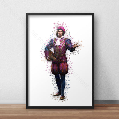 Gaming 'THE WITCHER - DANDILION' Watercolour Splash Wall Art Print