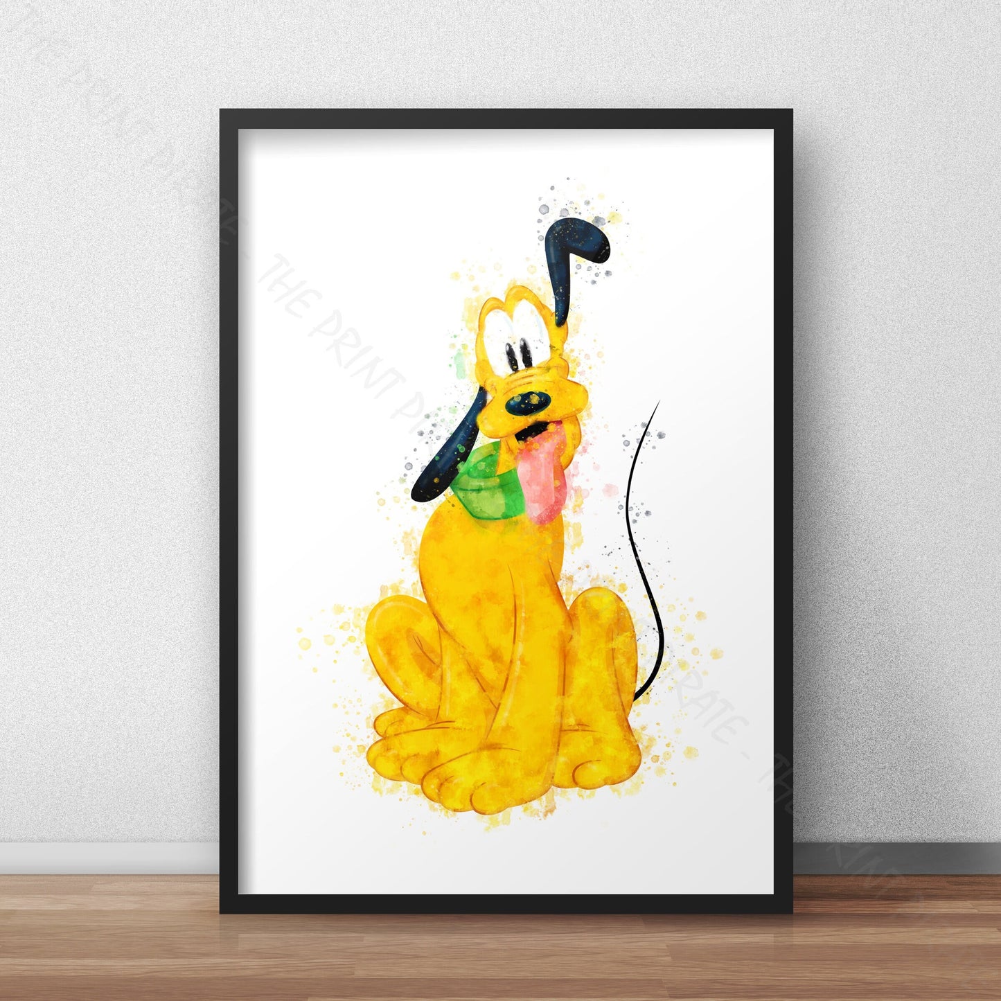 Disney 'PLUTO' Character Print Watercolour Splash Wall Art Print