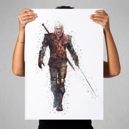 Gaming 'THE WITCHER - GERALT' Watercolour Splash Wall Art Print